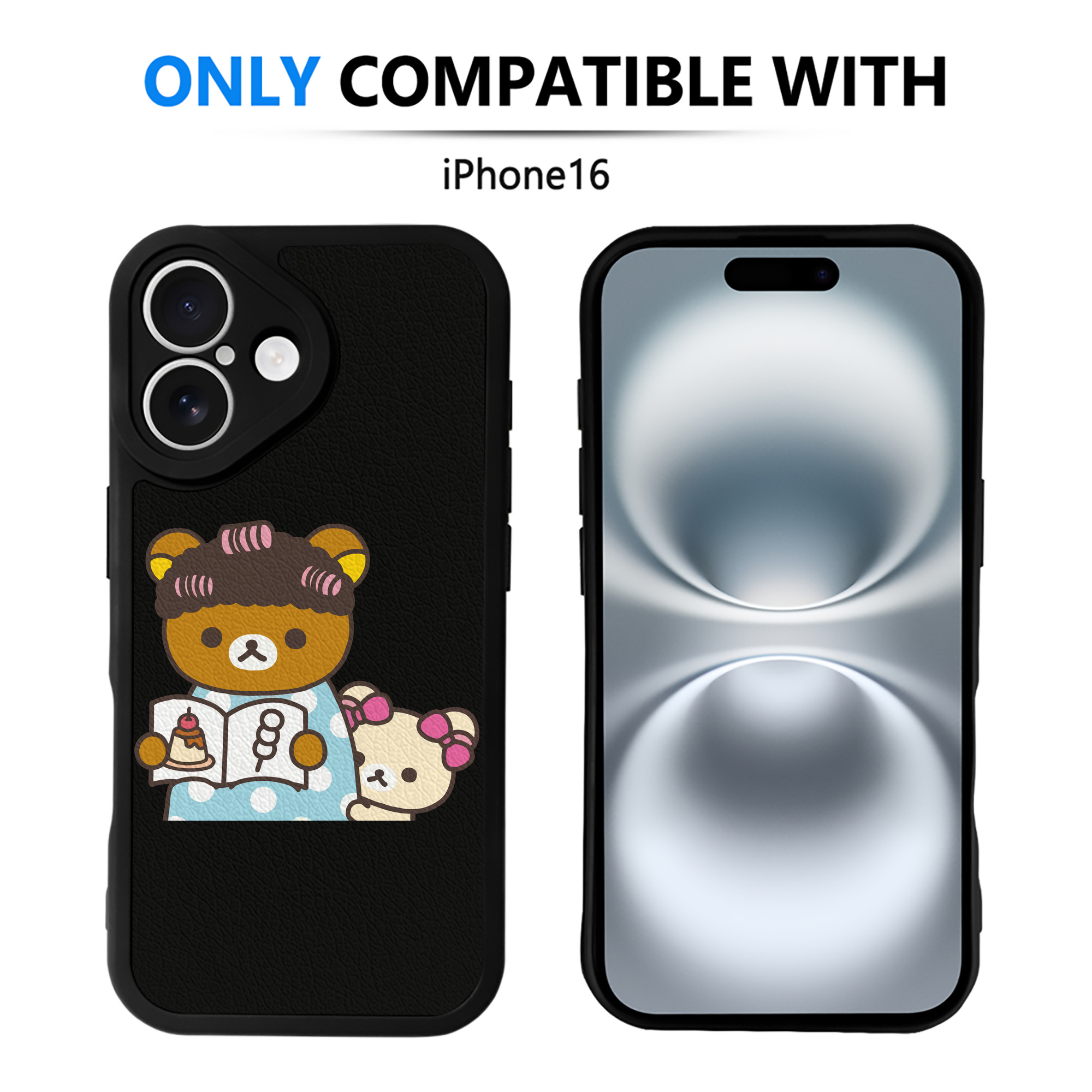 （画像用） リラックマ リラックマ キイロイトリ Rilakkuma Korilakkuma Kiiroitori 【iPhone 16シリーズ対応】シリコンスマホケース（レザー調） 材質：シリコン